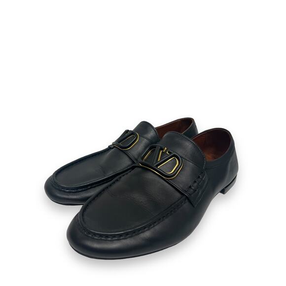 VALENTINO Black Calfskin Leather V Logo Slip-On Loafers Shoes Size 41.5 US 11.5 main image 5